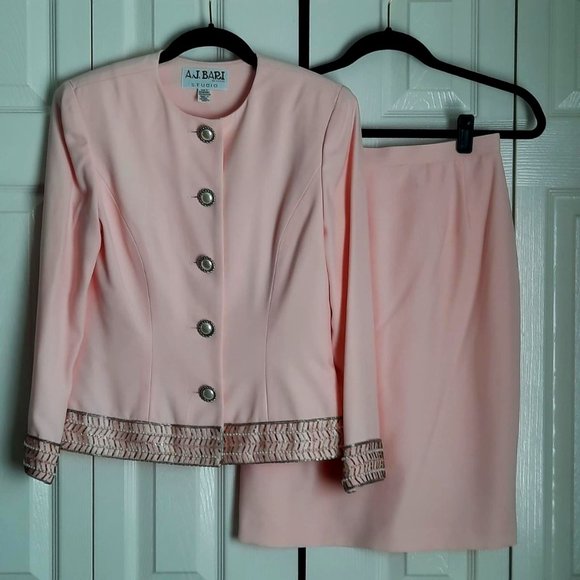 HP⭐ Vintage A.J. Bari Studio Beaded Jacket 2-Piece Semi-Formal Peach Suit Size 6